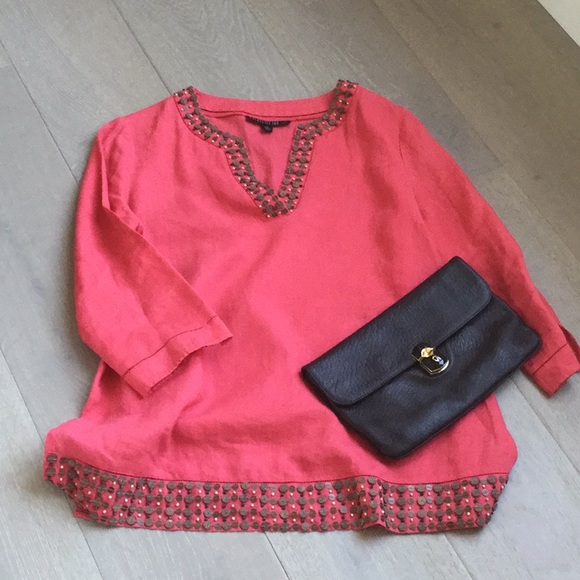 Lafayette 148 New York Tops - Coral Linen tunic by Lafayette 148